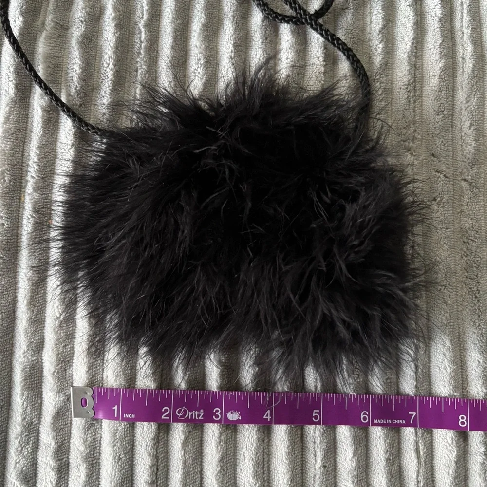 La Regale Ltd Black Feather Furry Evening Bag - Vintage Formal Clutch Purse - Picture 5 of 6